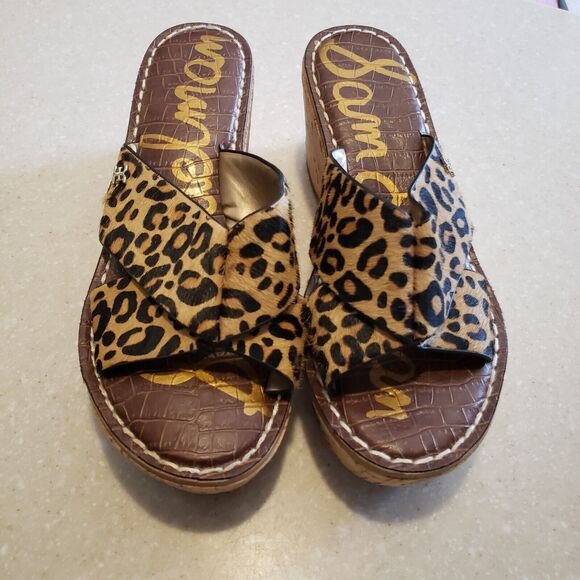 Sam Edelman Reid Wedge Animal Print Leather Size 6.5 - Picture 2 of 7